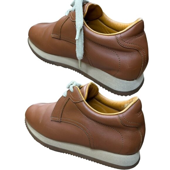 Hermes Women SIZE EU 37 US 6.5 Quick Sneakers Low Shoes Flat Leather Orange - Picture 7 of 12